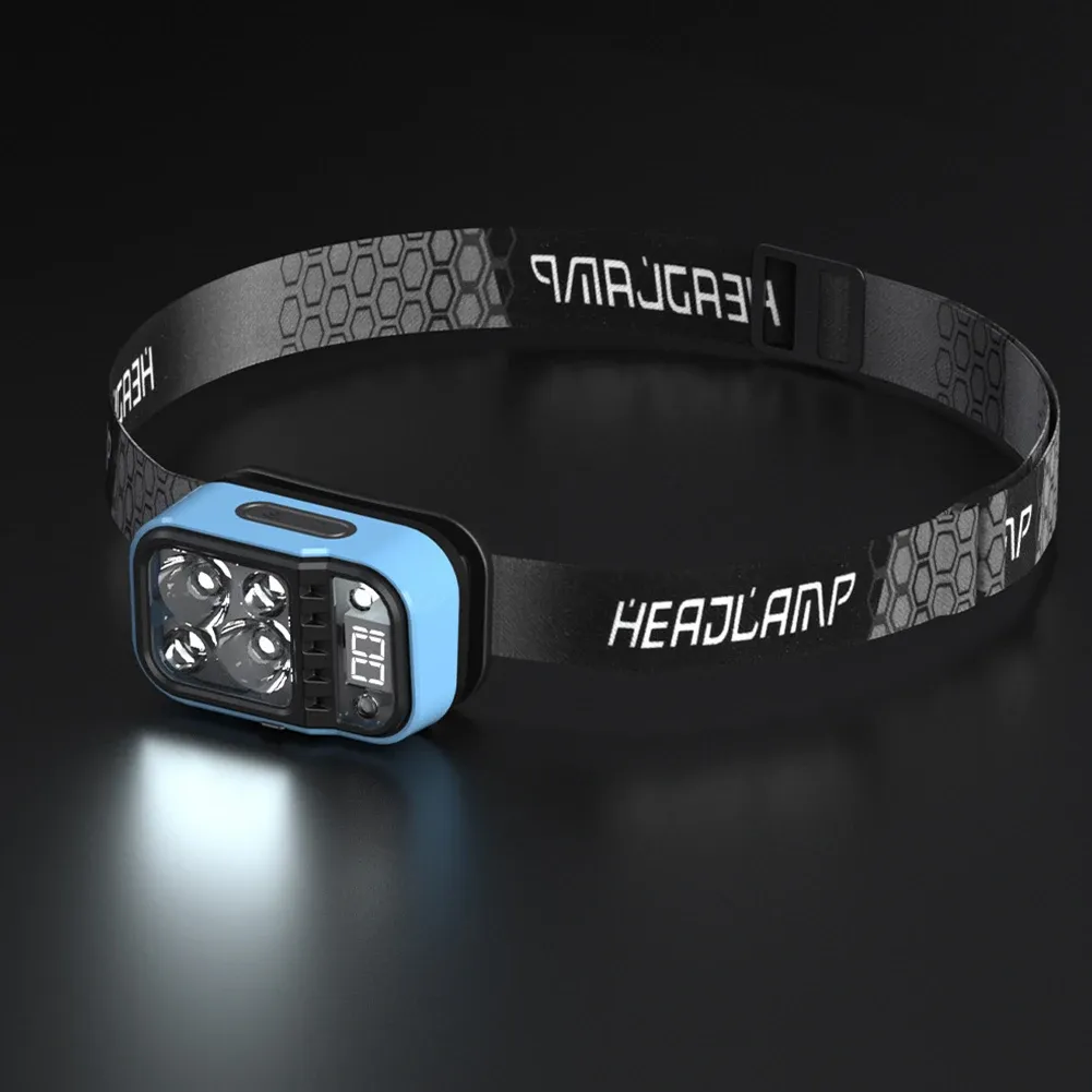 Lampe frontale LED à capteur de mouvement rechargeable USB-C, lampe de travail puissante pour la randonnée, la course à pied et la réparation 4