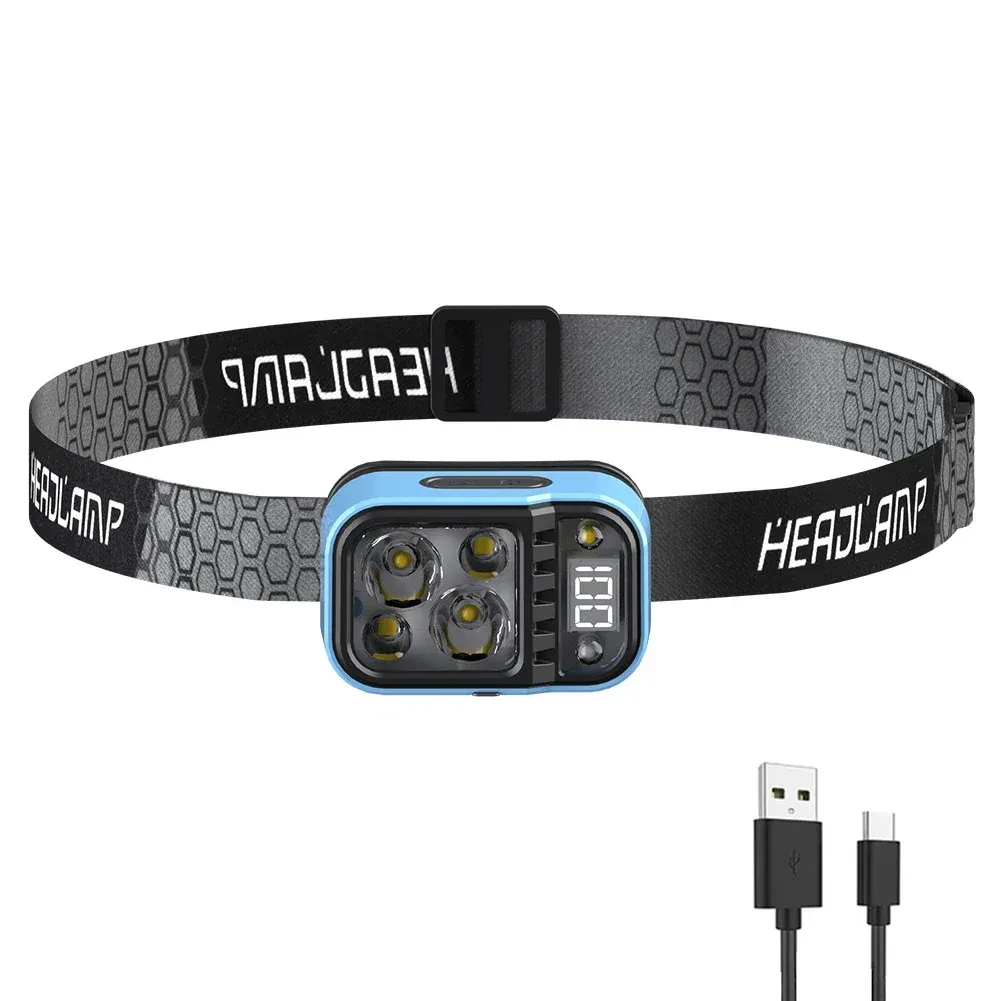 Lampe frontale LED à capteur de mouvement rechargeable USB-C, lampe de travail puissante pour la randonnée, la course à pied et la réparation 10