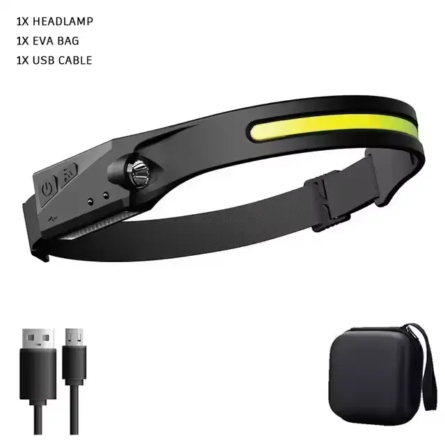 Lampe frontale LED à capteur de mouvement rechargeable USB-C, lampe de travail puissante pour la randonnée, la course à pied et la réparation 11