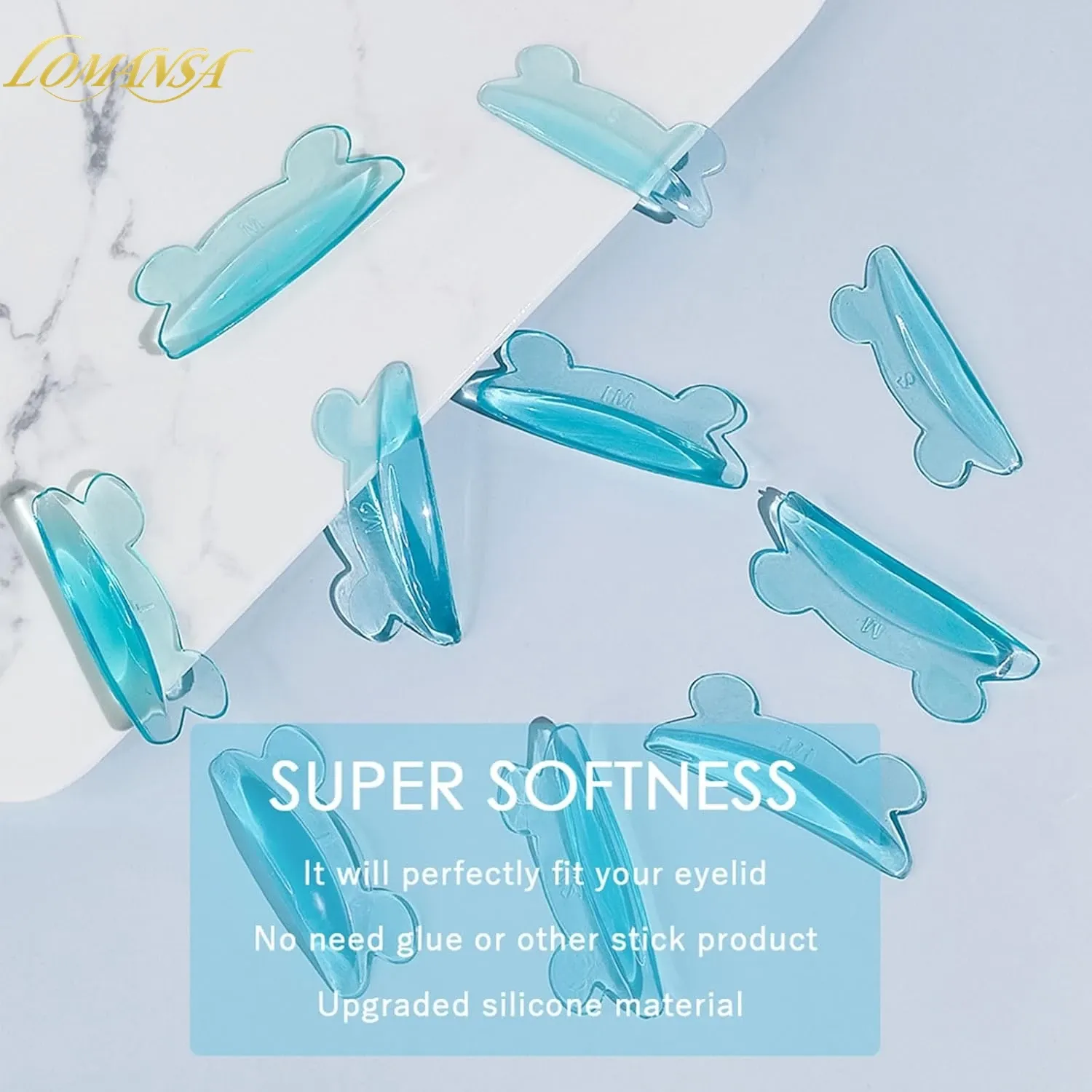 Lomansa Lot de 5 paires de tampons en silicone en forme de U pour rehaussement de cils, accessoires de beauté pour lifting de cils 5