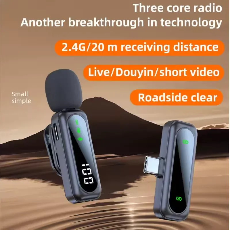 Microphone-cravate sans fil J21 pour iPhone et Android, enregistrement audio et vidéo portable avec réduction du bruit, idéal pour vlogs et diffusions en direct 2
