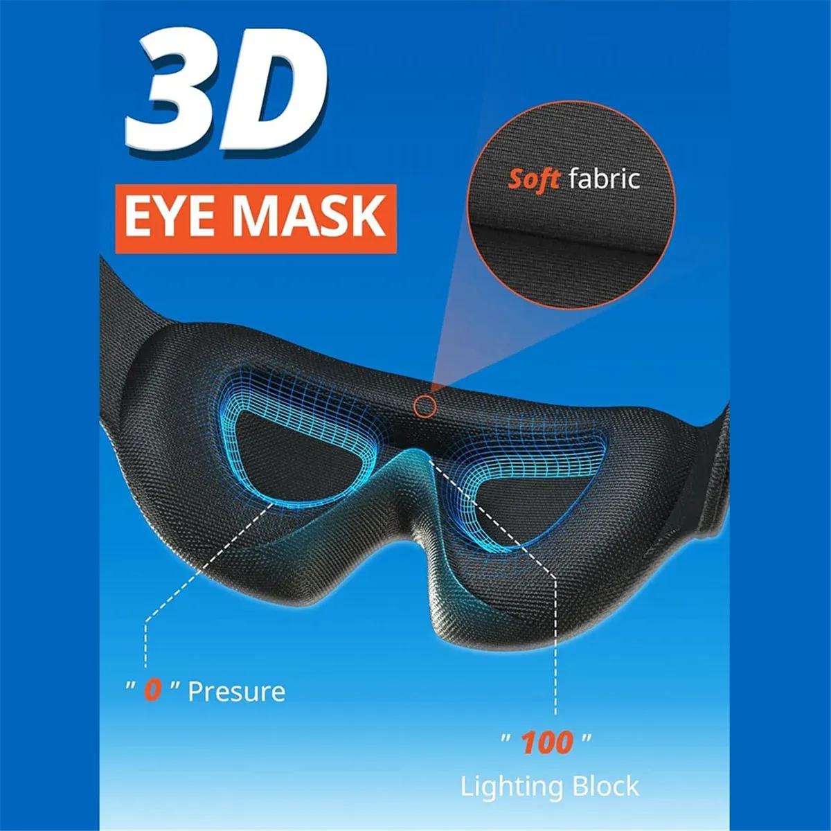 WFF Oreiller de voyage cervical pour avion, avec sangle de tête surdimensionnée et masque pour les yeux 5