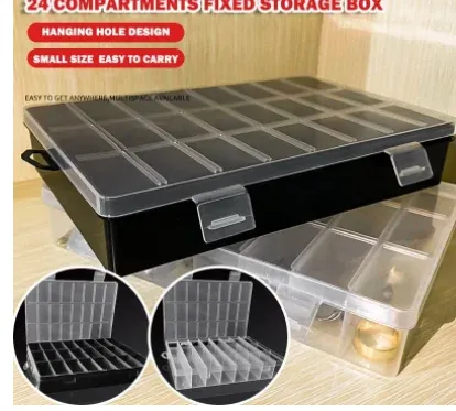 Boîte de rangement en plastique à 24 compartiments pour bijoux, boucles d'oreilles, perles et vis 2