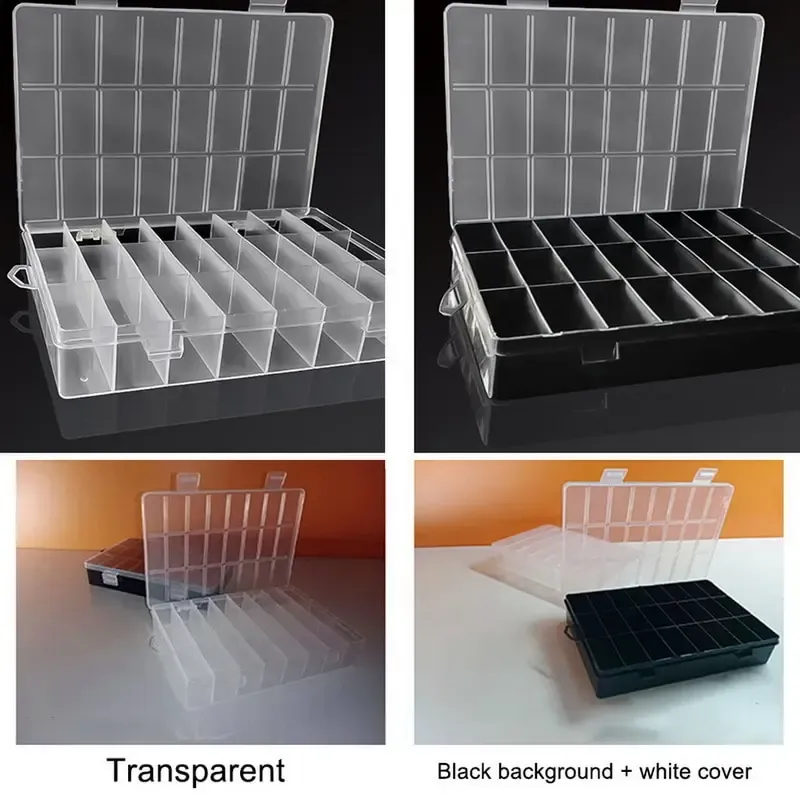 Boîte de rangement en plastique à 24 compartiments pour bijoux, boucles d'oreilles, perles et vis 4