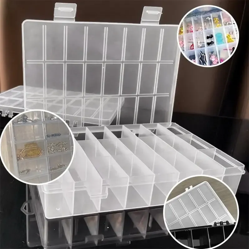 Boîte de rangement en plastique à 24 compartiments pour bijoux, boucles d'oreilles, perles et vis 5