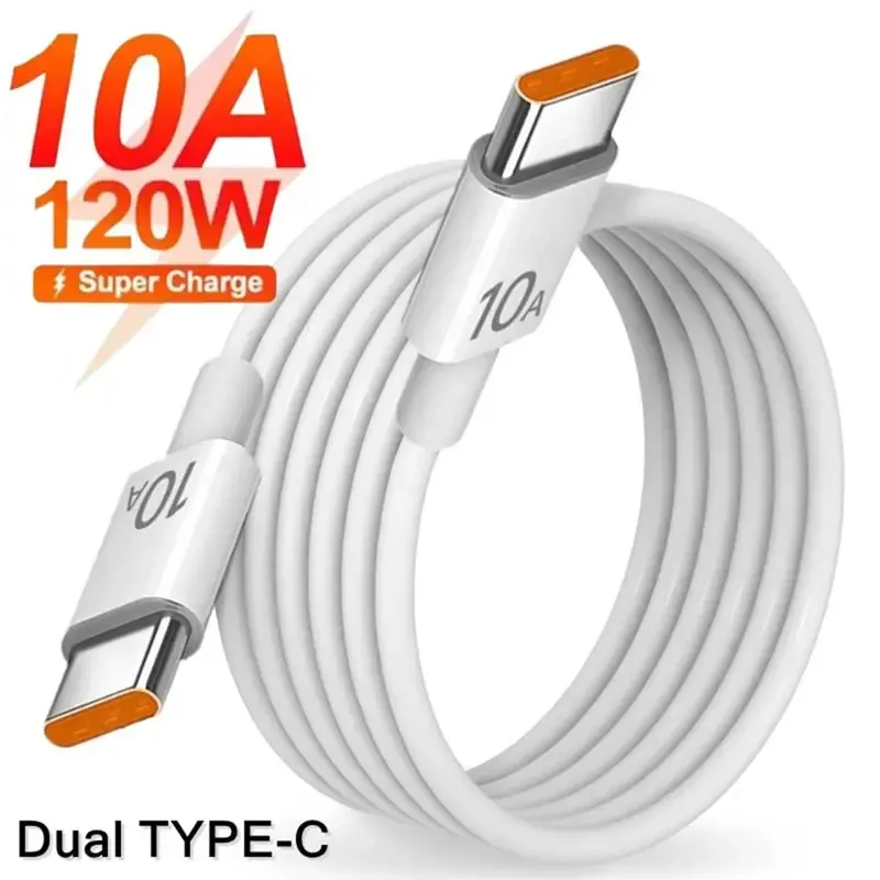 Câble de charge et de données ultra-rapide 120 W, 10 A, USB-C vers USB-C, compatible iPhone 15, Samsung, Huawei, câble de transfert rapide, 0,25 m / 1 m / 2 m / 3 m 1