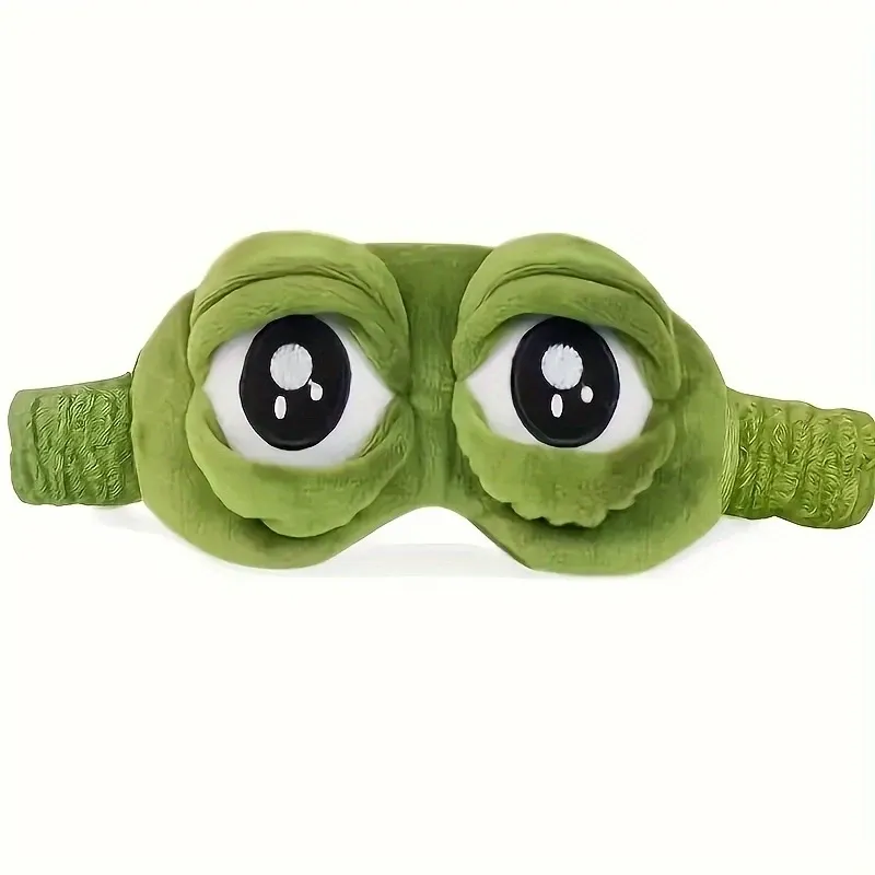 Masque pour les yeux en forme de grenouille verte, doux et confortable, idéal pour dormir, voyager et à la maison 5
