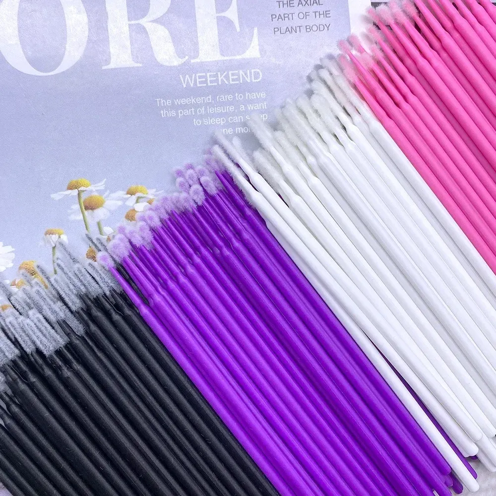 100/500 pièces Brosses de nettoyage pour cils, micro-brosses à cils individuels pour extensions de cils, outils de nettoyage beauté et maquillage 3