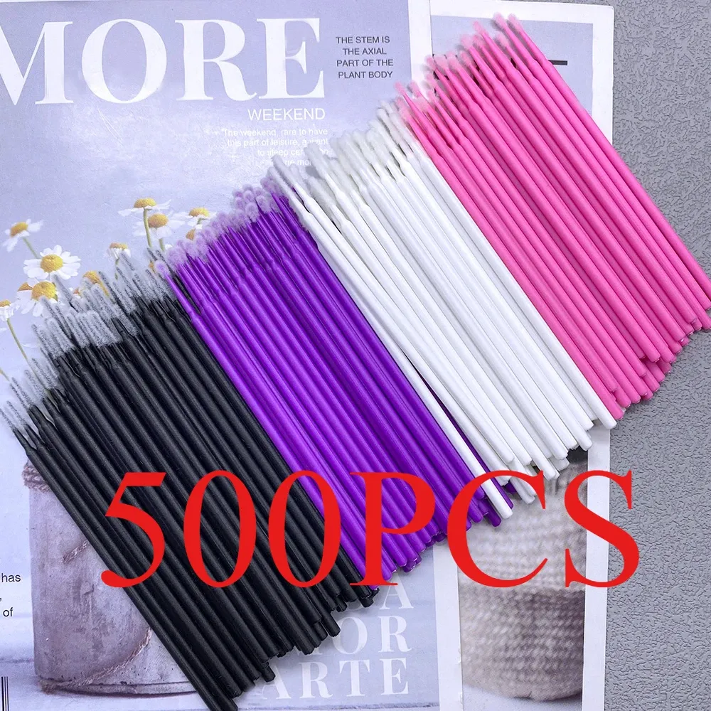 100/500 pièces Brosses de nettoyage pour cils, micro-brosses à cils individuels pour extensions de cils, outils de nettoyage beauté et maquillage 12