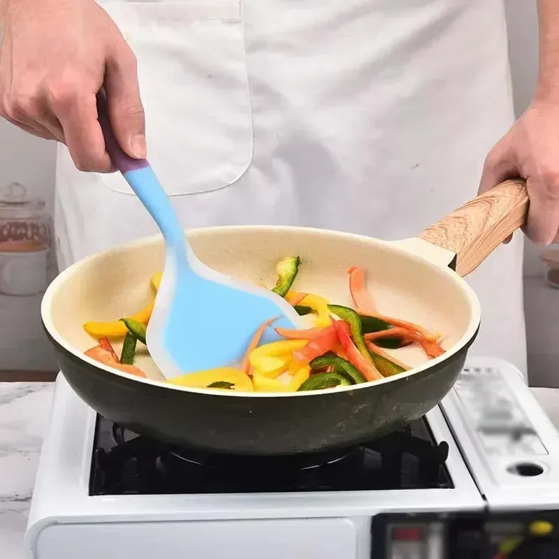 Spatule en silicone antiadhésive à large bord, idéale pour steak, œufs et crêpes 3