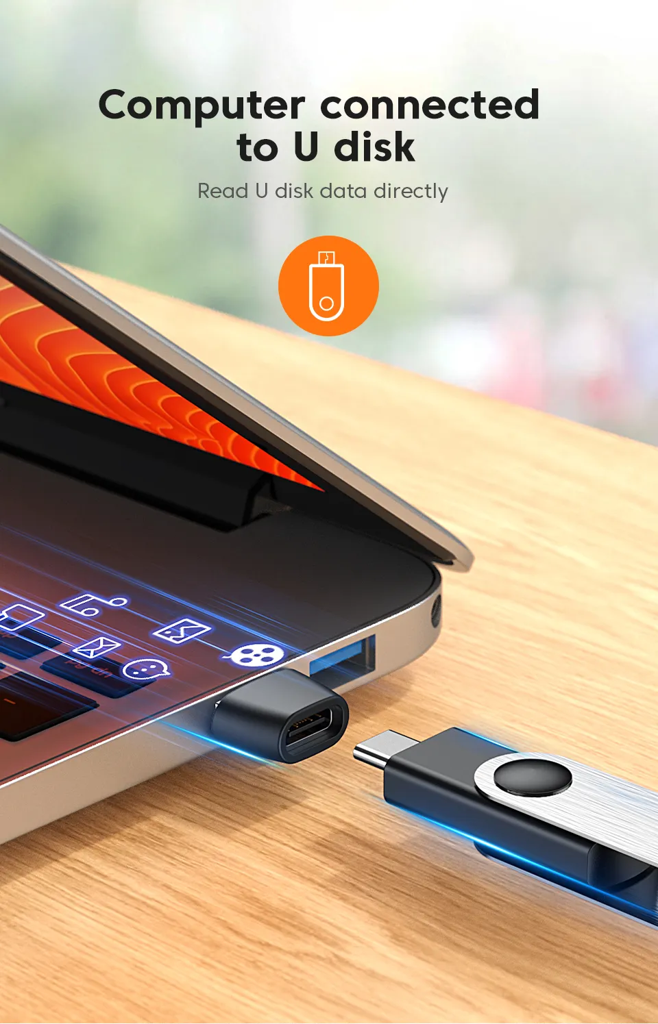 Adaptateur USB-C OTG, ambiance lifestyle