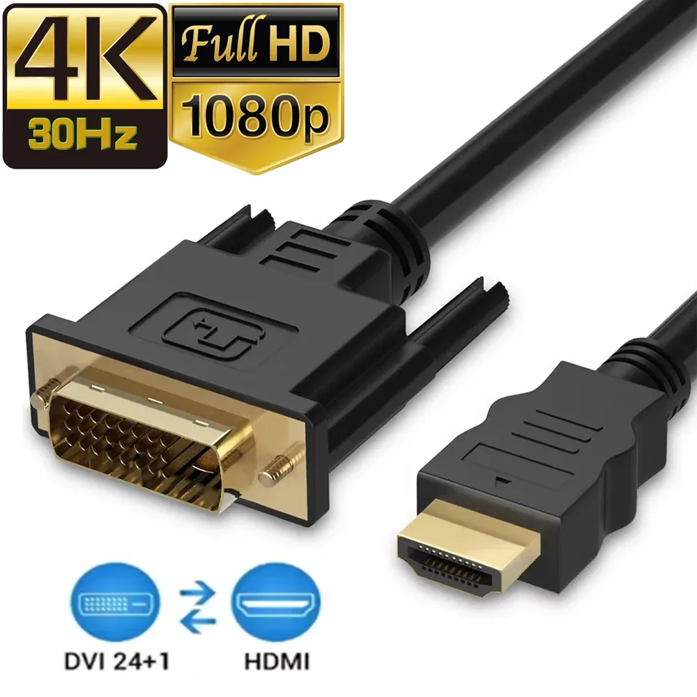 Câble adaptateur HDMI vers DVI 4K bidirectionnel, convertisseur HDMI/DVI pour PS5, Xbox, PC, TV HD et PS4 - Image 1