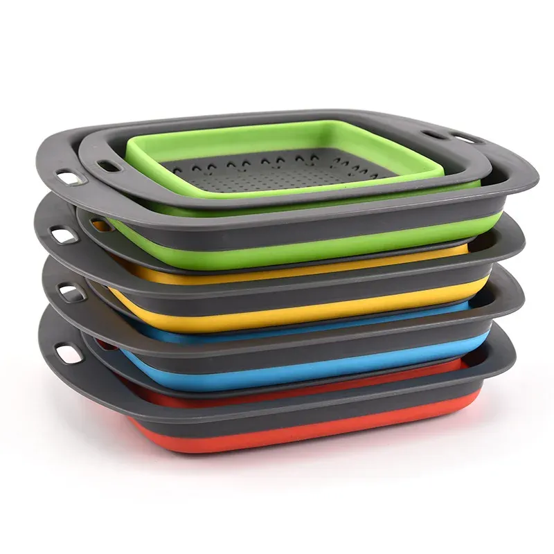 Passoire carrée pliable en silicone pour cuisine, égouttoir alimentaire pour légumes et fruits, LMETJMA JT39 5
