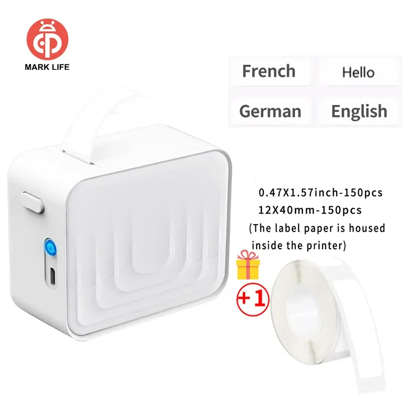 Imprimante d'étiquettes thermique sans encre Marklife P15 – Bluetooth, 203 dpi, compatible Android et iOS 15