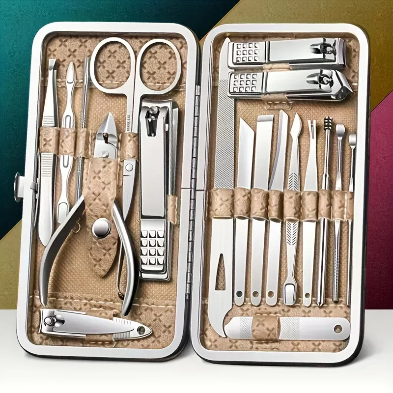 Ensemble de 19 coupe-ongles en acier inoxydable, kit de manucure et pédicure 2