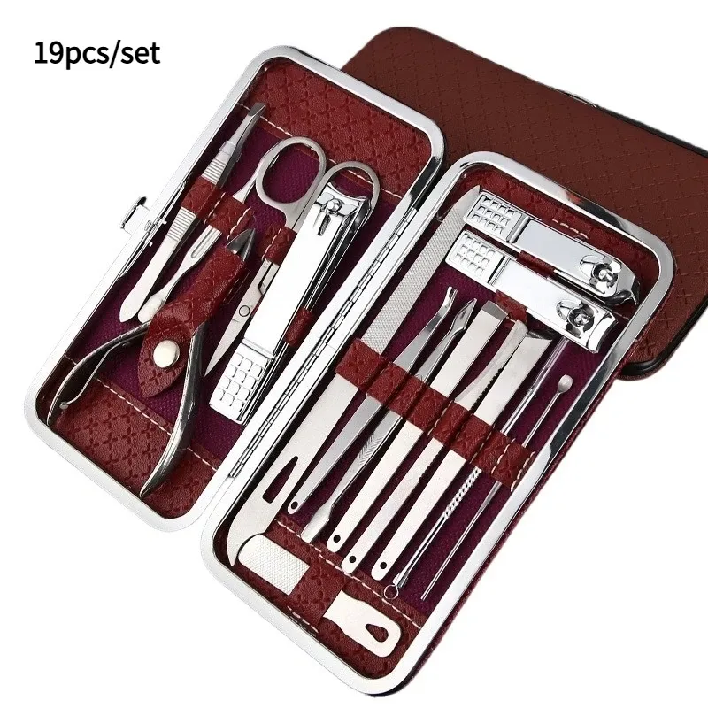 Ensemble de 19 coupe-ongles en acier inoxydable, kit de manucure et pédicure - Image 1
