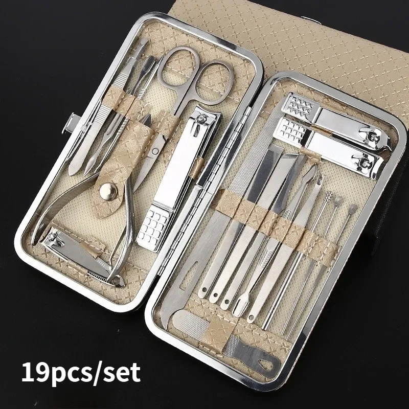 Ensemble de 19 coupe-ongles en acier inoxydable, kit de manucure et pédicure 8