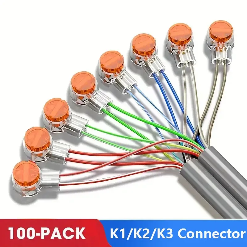 Connecteur K1 K2 K3, lot de 100 pièces, borne à sertir, connecteur de fil, connecteur de câble Ethernet RJ45, borne de ligne téléphonique - Image 1