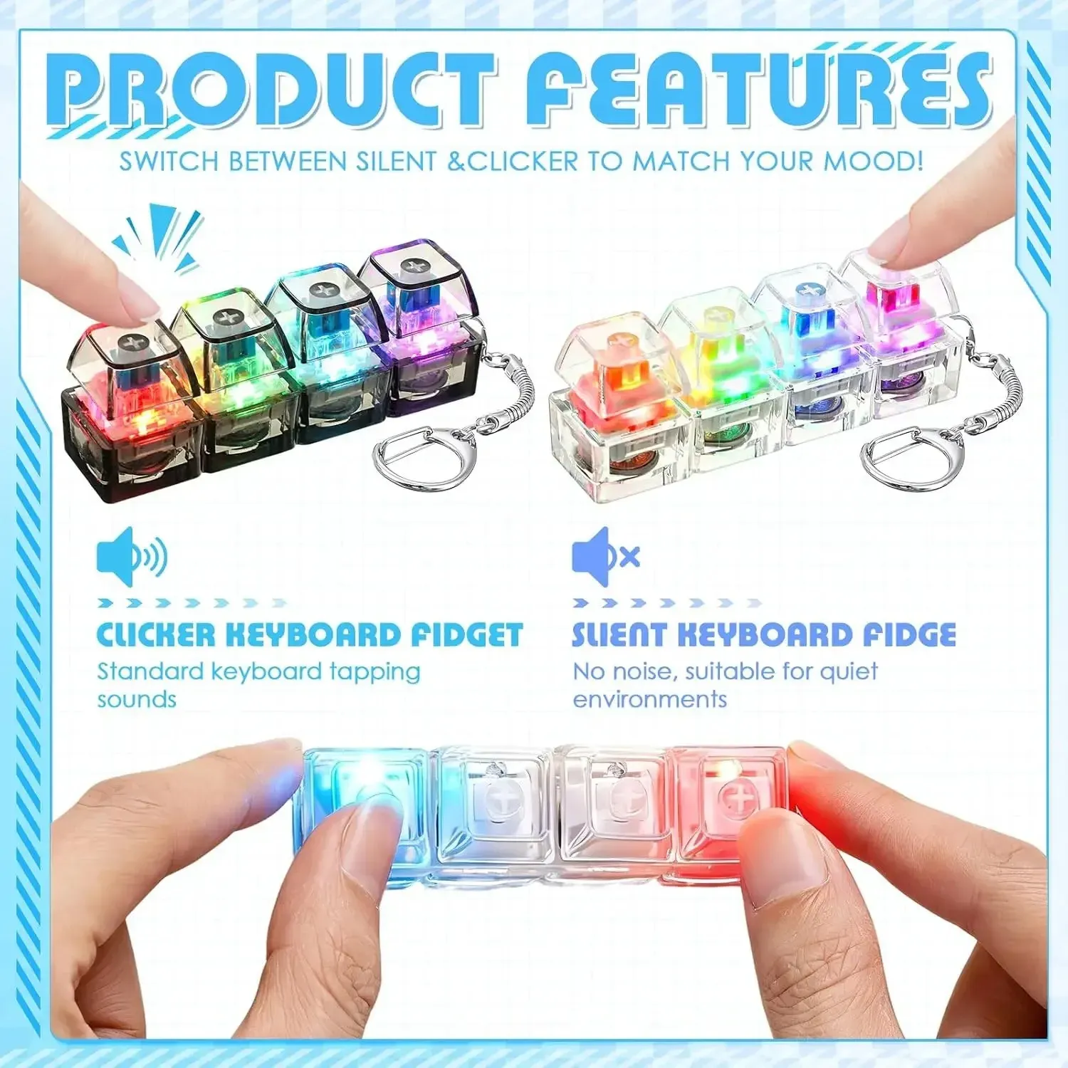 Porte-clés clavier LED, mise en valeur