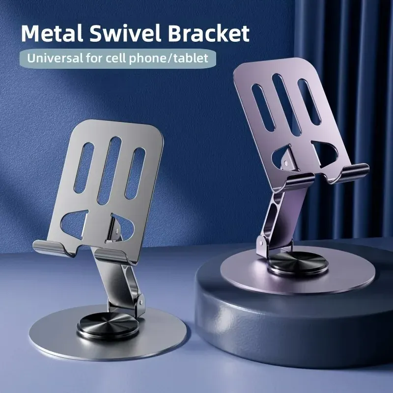 Support de téléphone rotatif 360° en aluminium massif, universel, pliable, double axe et stable 6