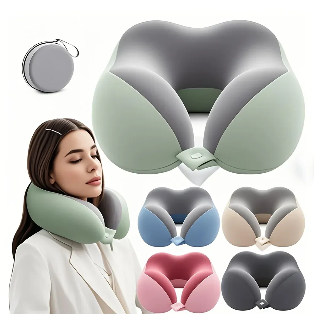 Oreiller cervical en U confortable avec sac de rangement – Idéal pour les voyages, la sieste et le bureau 2