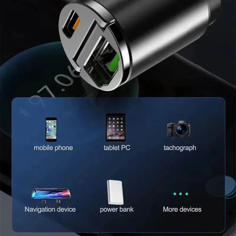 Mini chargeur de voiture 100 W PD 30 W QC 3.0 à charge rapide avec anneau de maintien, adaptateur USB-C pour iPhone, Xiaomi, Samsung et Huawei 4