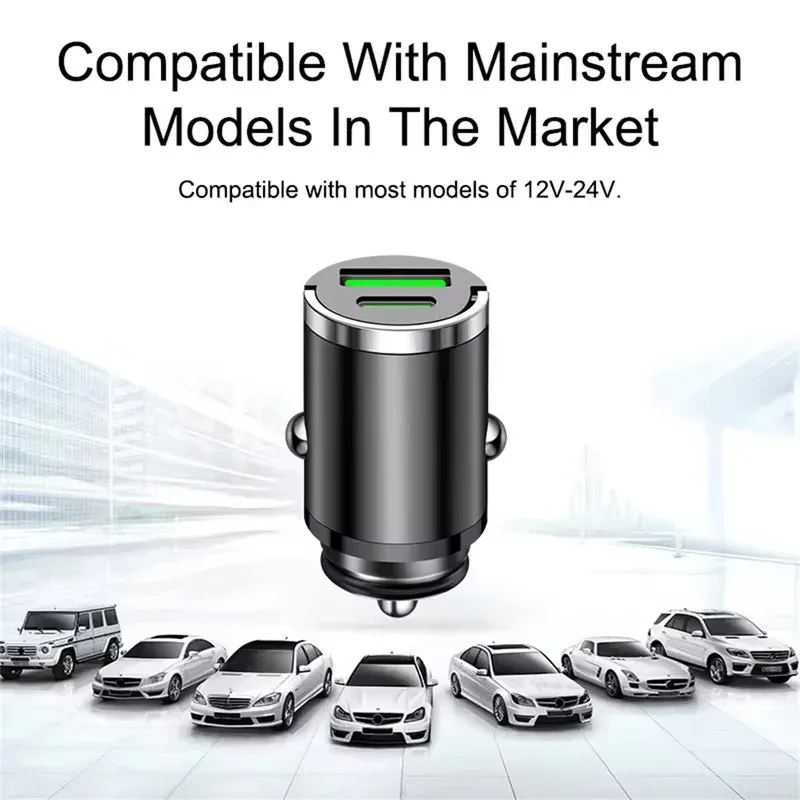 Mini chargeur de voiture 100 W PD 30 W QC 3.0 à charge rapide avec anneau de maintien, adaptateur USB-C pour iPhone, Xiaomi, Samsung et Huawei 6