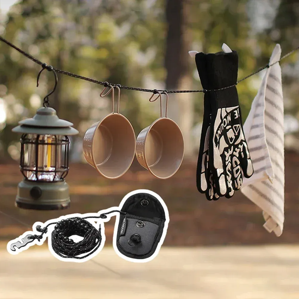 Corde à linge extensible pour camping, vue générale