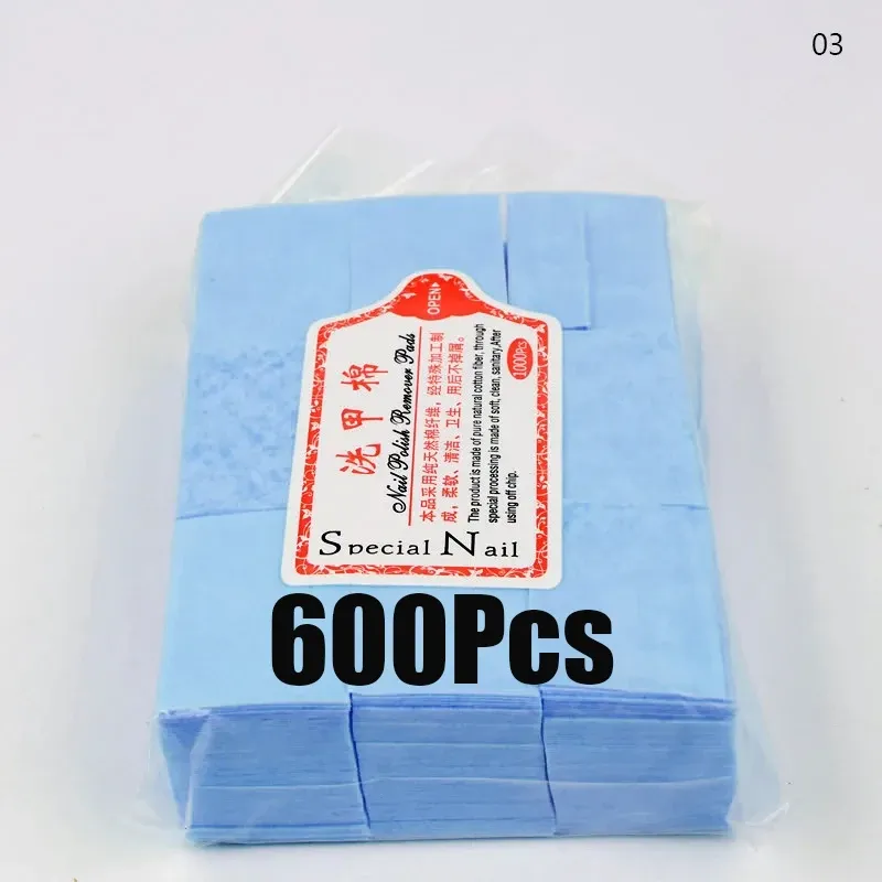 Lingettes professionnelles pour ongles en 100 % coton non pelucheux, dissolvant de vernis gel, outils de nettoyage pour nail art, 1000/600 pièces 8