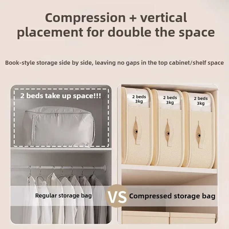 Rangement de couette compressée dans un placard