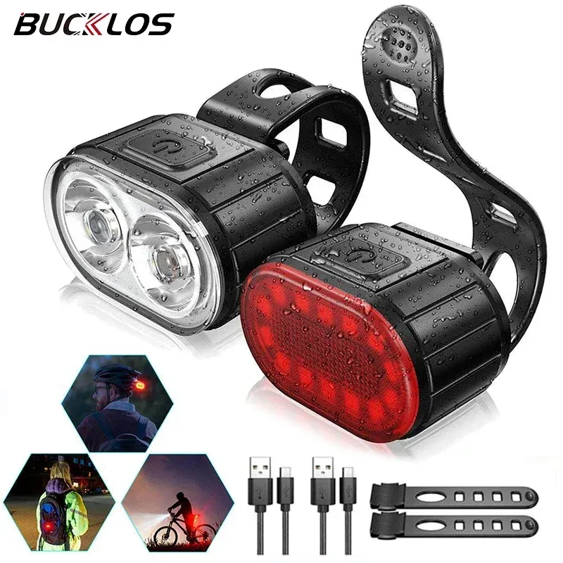 Éclairage de vélo BUCKLOS : ensemble feux avant et arrière LED