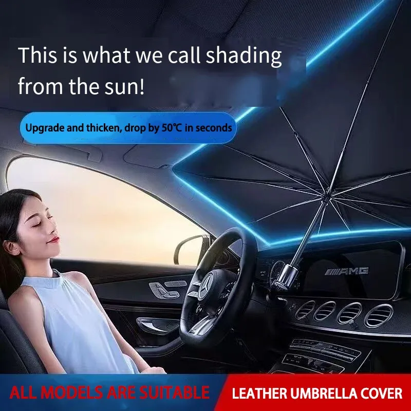 Pare-soleil de voiture pour pare-brise avant, protection solaire, isolation thermique, rangement portable 3