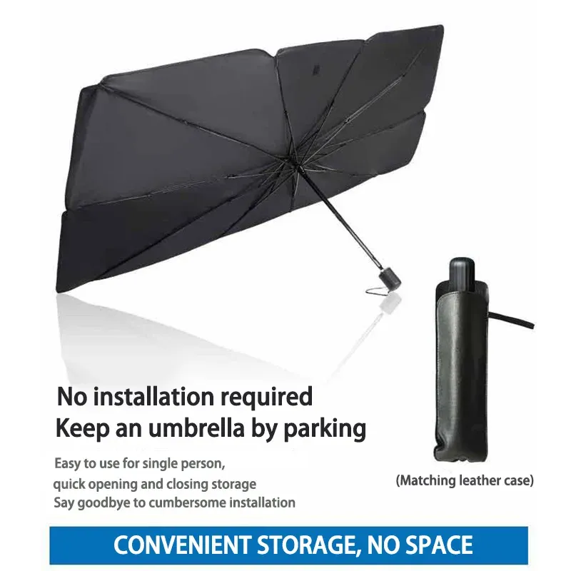 Pare-soleil de voiture pour pare-brise avant, protection solaire, isolation thermique, rangement portable 2