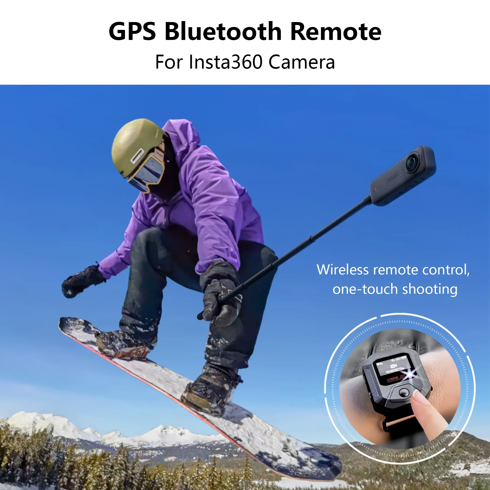 Télécommande Bluetooth à GPS intégré pour caméra Insta360 X5 ACE Pro 2, avec écran, bracelet, ceinture pour vélo et accessoires d'action 2