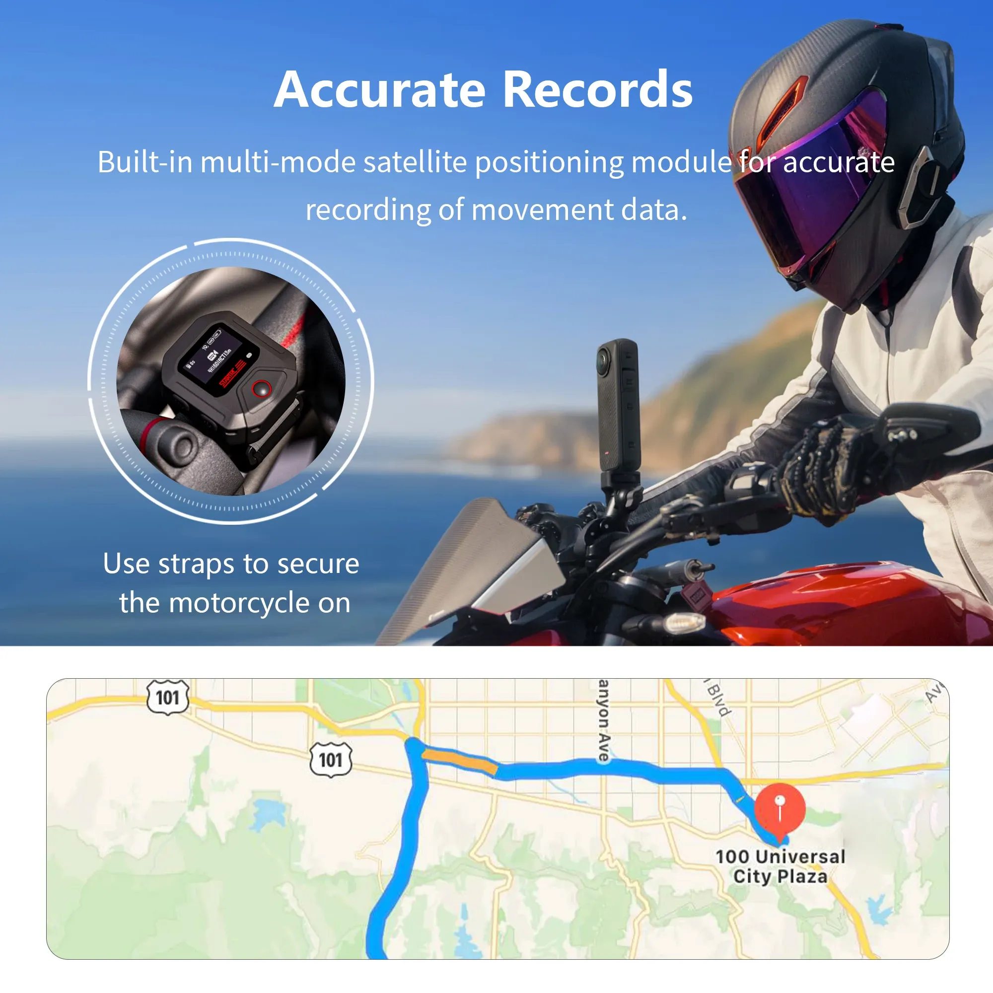 Télécommande Bluetooth à GPS intégré pour caméra Insta360 X5 ACE Pro 2, avec écran, bracelet, ceinture pour vélo et accessoires d'action 3