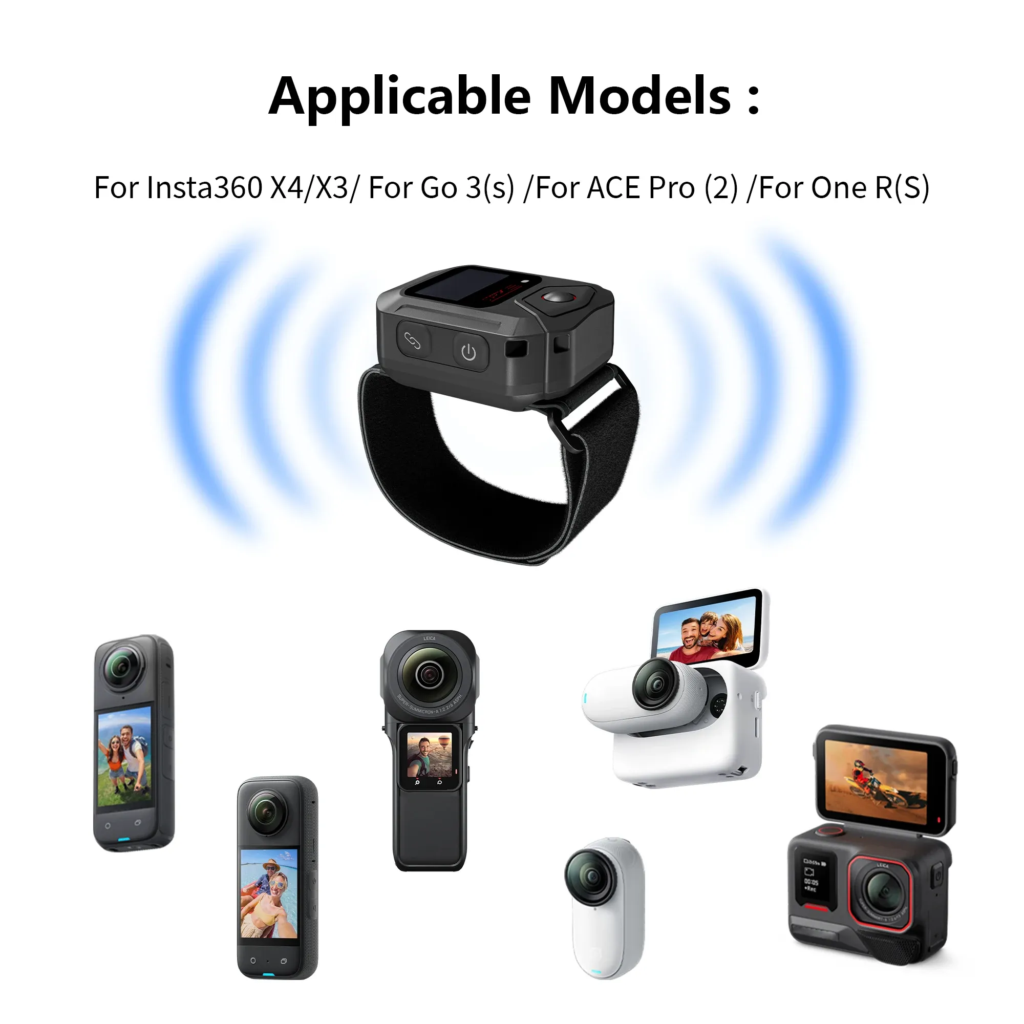 Télécommande Bluetooth à GPS intégré pour caméra Insta360 X5 ACE Pro 2, avec écran, bracelet, ceinture pour vélo et accessoires d'action 5