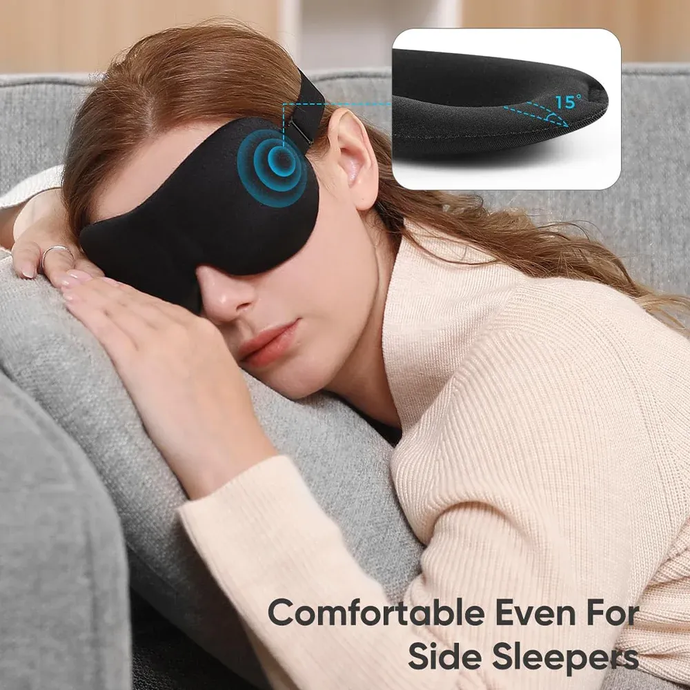 Masque de sommeil 3D à coque profilée, bandeau concave moulé, occultant pour femmes et hommes 3