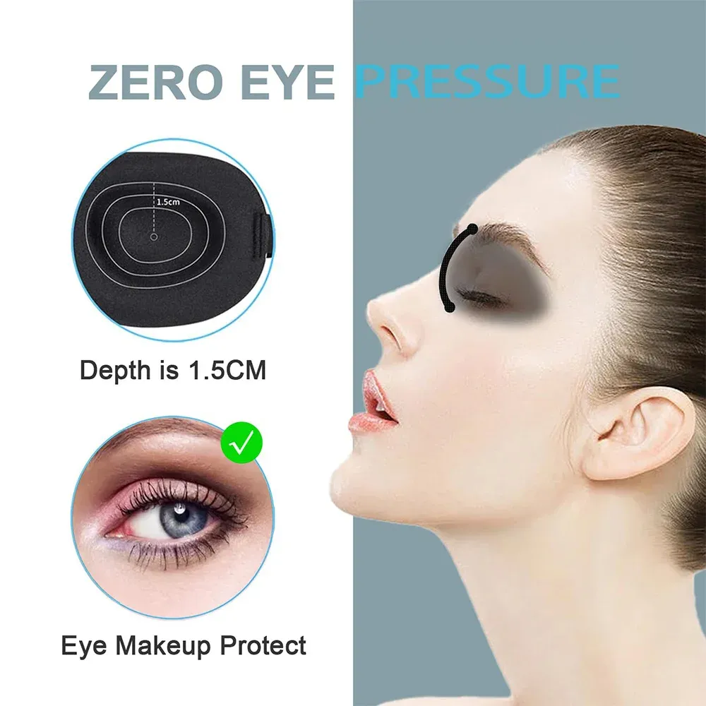Masque de sommeil 3D à coque profilée, bandeau concave moulé, occultant pour femmes et hommes 2