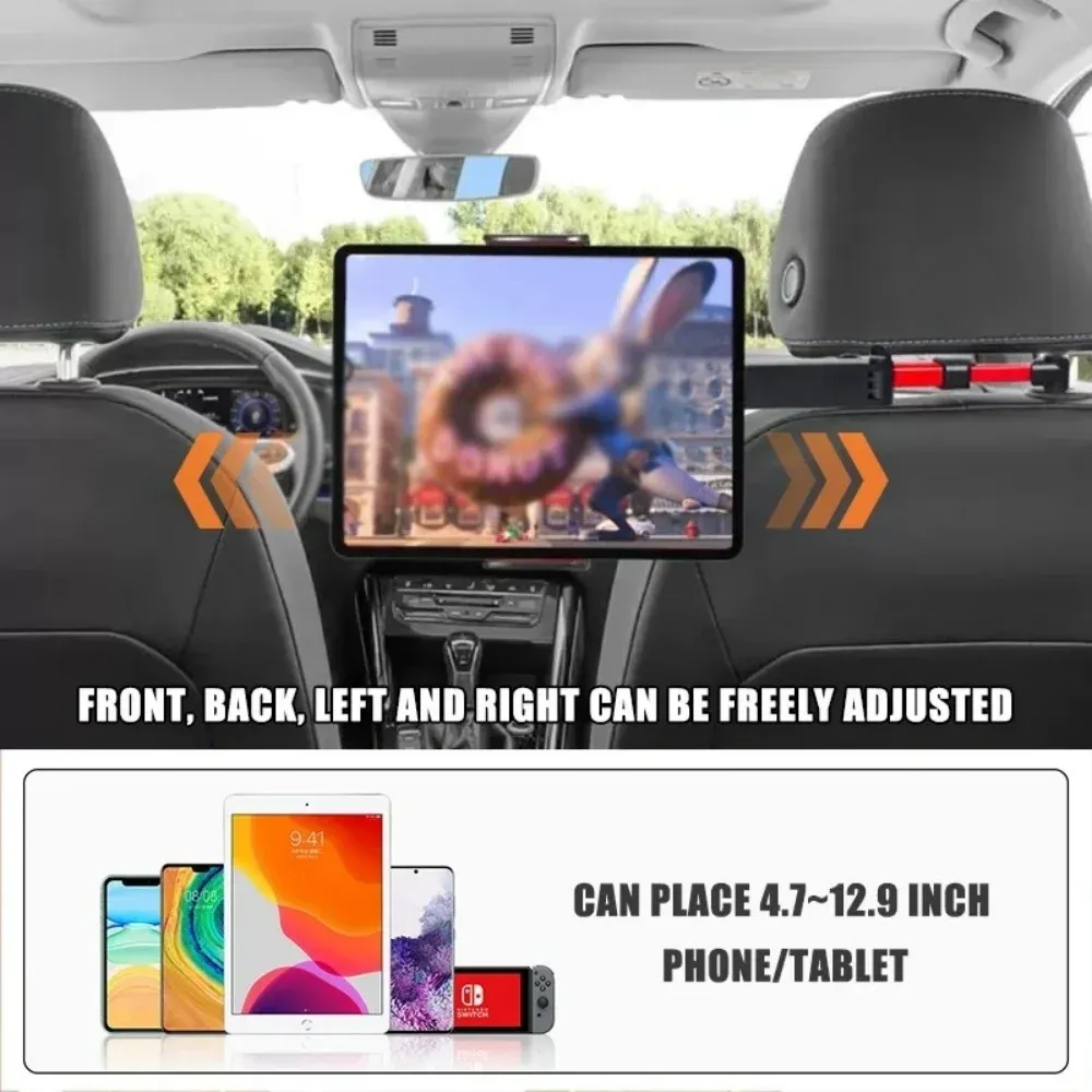 Support de tablette pour appui-tête de voiture, berceau réglable pour téléphones et tablettes de 5 à 12,9 pouces, idéal pour les enfants en voyage 4