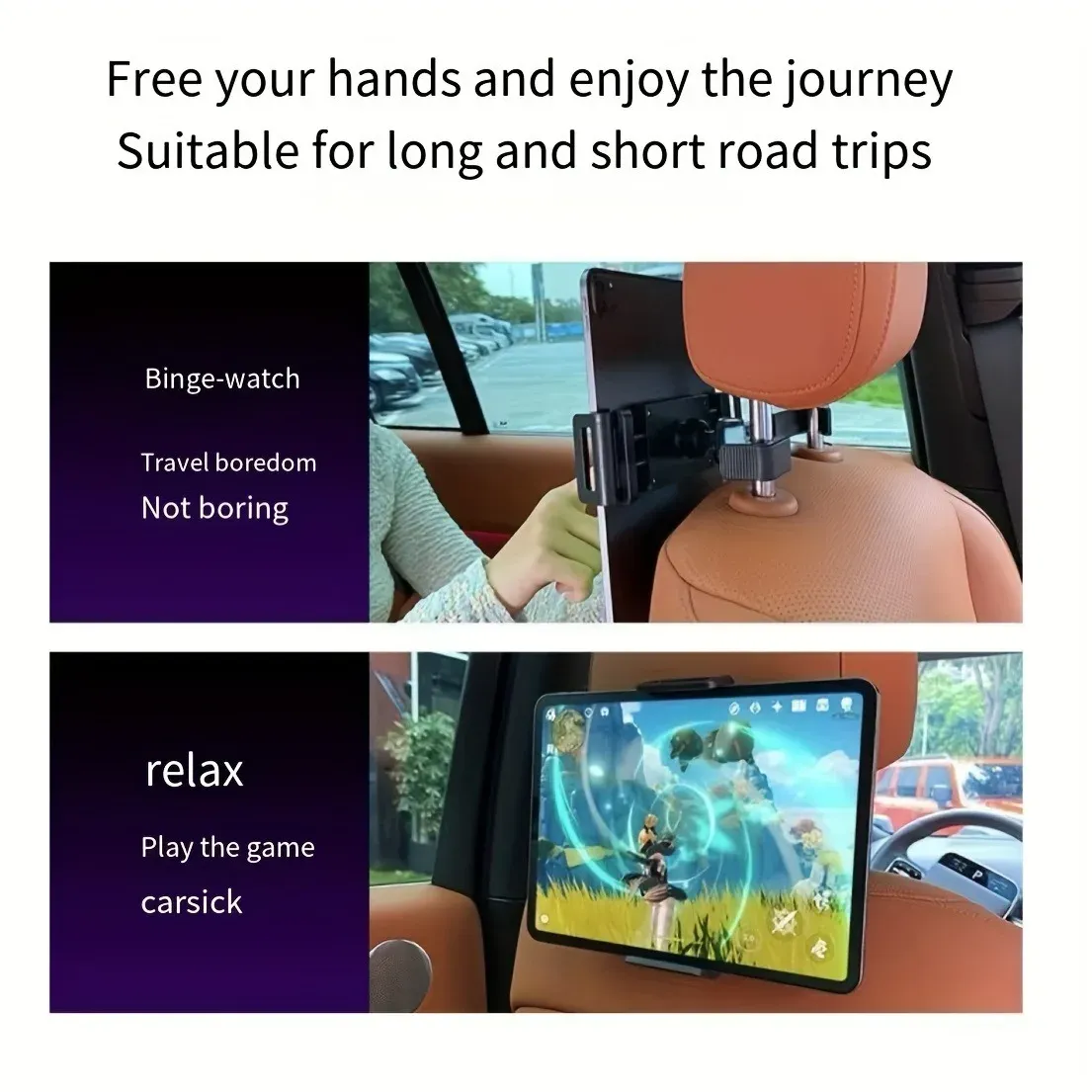 Support de tablette pour appui-tête de voiture, vue principale