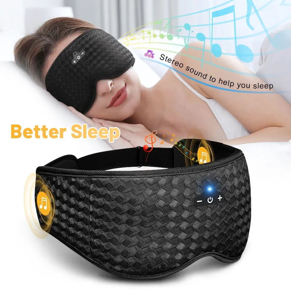 Masque de sommeil 3D Bluetooth avec écouteurs sans fil intégrés, bandeau élastique respirant et occultant pour le voyage et le sommeil 1