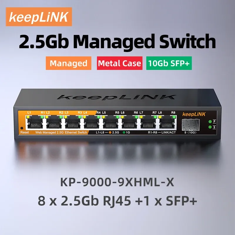 Commutateur géré KeepLiNK 2,5 Go avec 8 ports Ethernet 2,5 Go et 1 port 10 Go SFP+ - Image 1