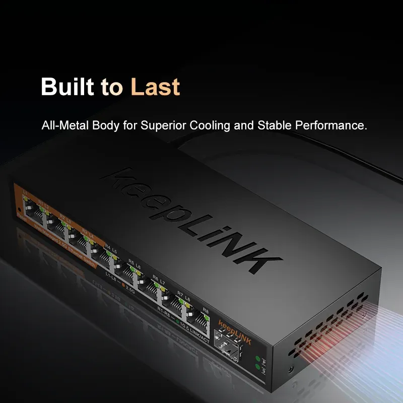 Commutateur géré KeepLiNK 2,5 Go avec 8 ports Ethernet 2,5 Go et 1 port 10 Go SFP+ 2