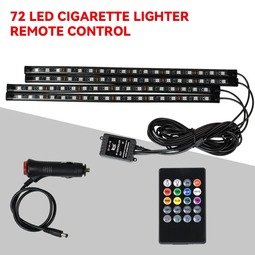 Lampe d'ambiance LED pour habitacle de voiture, 36, 48 ou 72 LED, éclairage de pied, télécommande sans fil, contrôle par application et synchronisation musicale, RVB automatique 16
