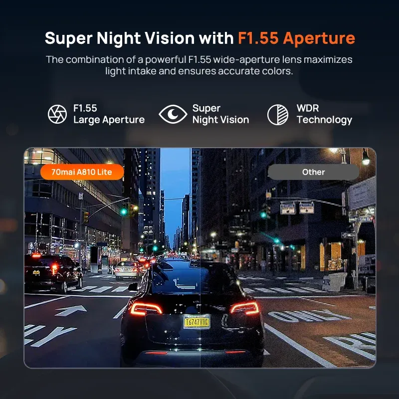 Caméra embarquée 70mai A810 Lite 4K HDR et 1080P avec supercapaciteur, 4G LTE, télécommande Wi-Fi 6, GPS et commande vocale 4