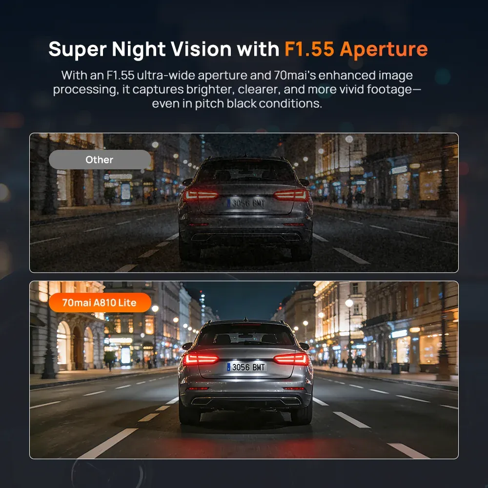Vision nocturne de la caméra 70mai A810 Lite