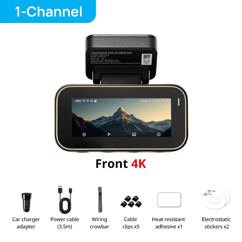 Caméra embarquée 70mai A810 Lite 4K HDR et 1080P avec supercapaciteur, 4G LTE, télécommande Wi-Fi 6, GPS et commande vocale 10