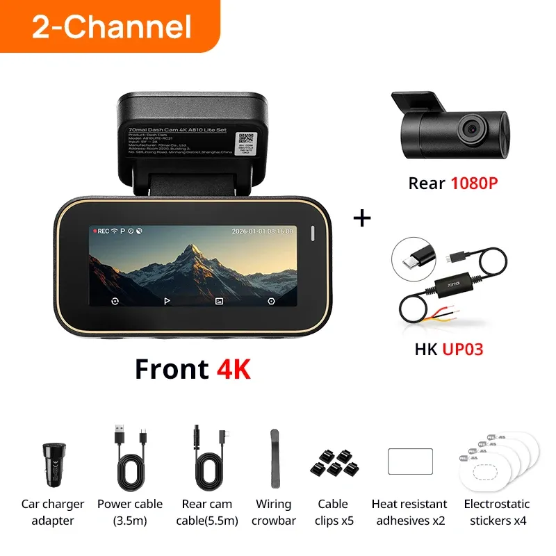 Caméra embarquée 70mai A810 Lite 4K HDR et 1080P avec supercapaciteur, 4G LTE, télécommande Wi-Fi 6, GPS et commande vocale 8