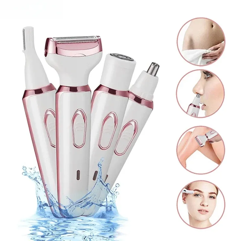 Rasoir électrique 4 en 1 pour femme, épilateur indolore rechargeable pour le corps, le visage, les jambes et la zone bikini 1