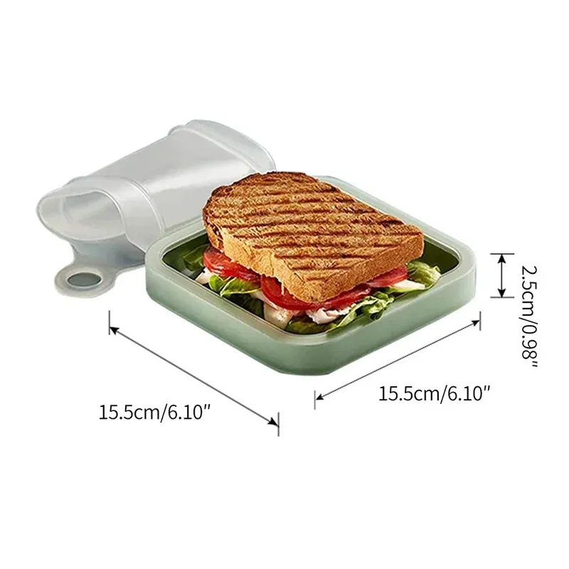 Boîte à lunch portable en silicone avec poignée, boîte à sandwich, boîte à toast, boîte à collation pour étudiants, employés de bureau, pique-nique 4